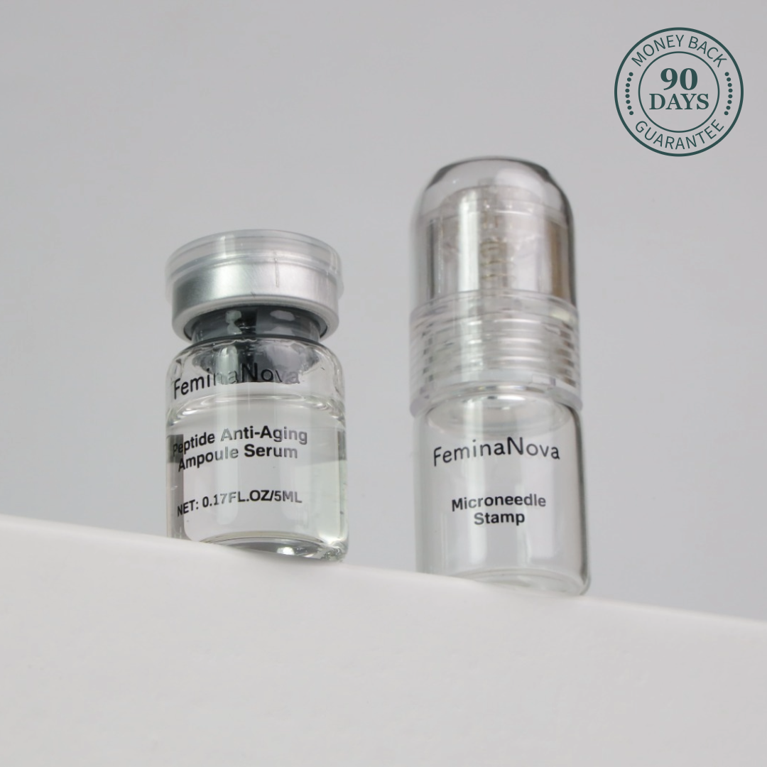 Clinical At Home Treatment Look Years Younger In 5 Min BCFY, featuring anti-aging ampoule serum and microneedle stamp.