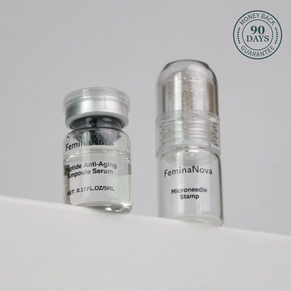 Clinical At Home Treatment Look Years Younger In 5 Min BCFY, featuring anti-aging ampoule serum and microneedle stamp.